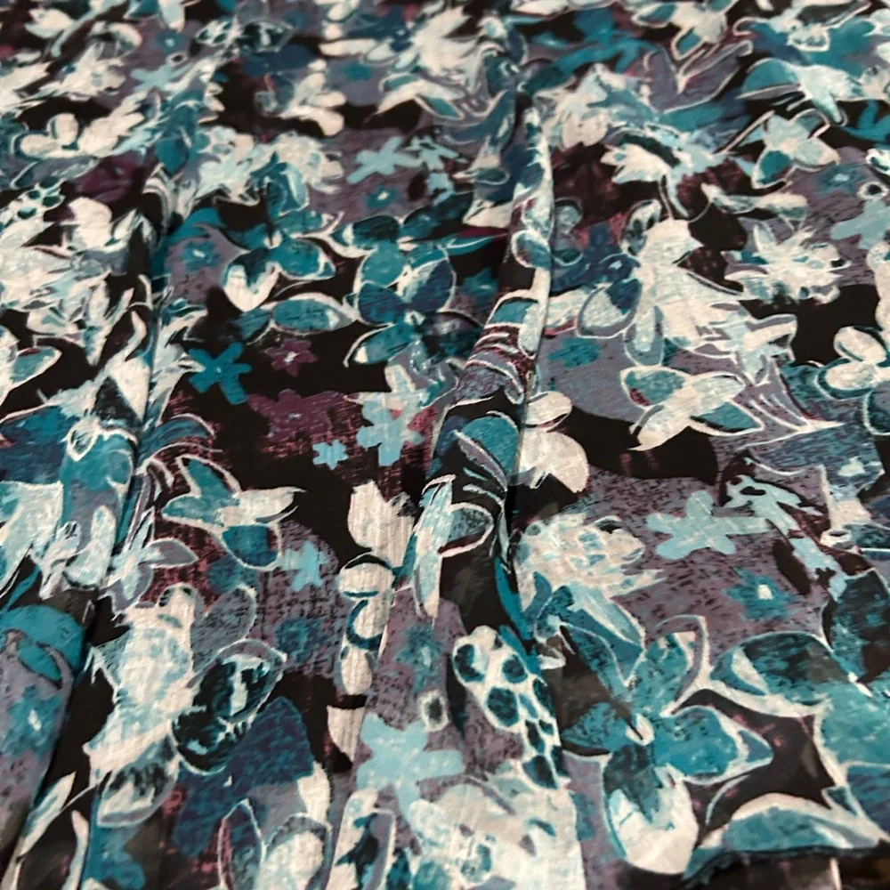 Petite Sophisticate Blue Green A-Line Knee Length Y2K Floral Skirt Size 8P